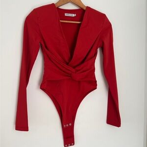 Red Long Sleeve Bodysuit